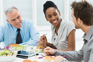 employees taking a lunch break together