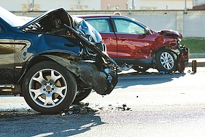 Head on car collision