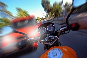 CA motorcycle swerving between lanes point of view