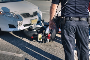 police at scene of motorcycle accident