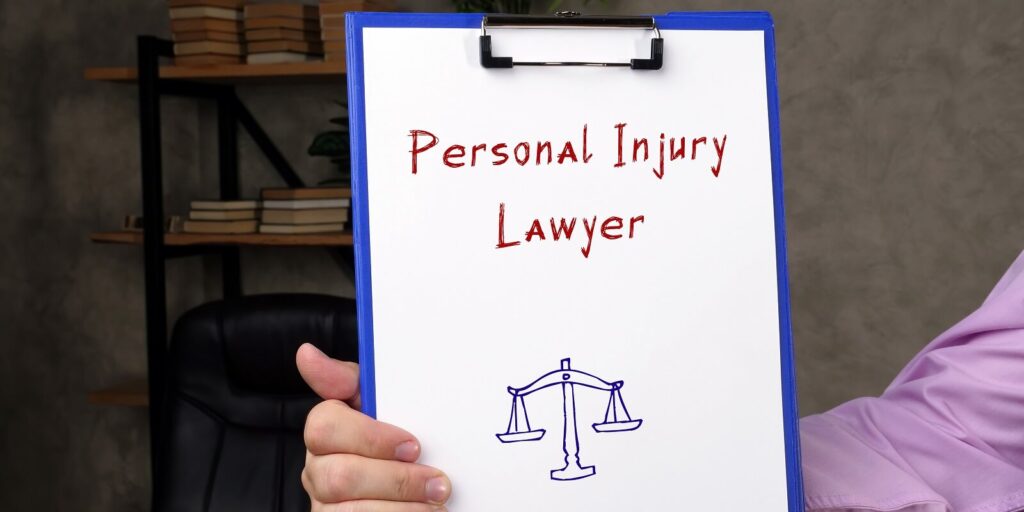 business concept about personal injury lawyer with inscription on the sheet