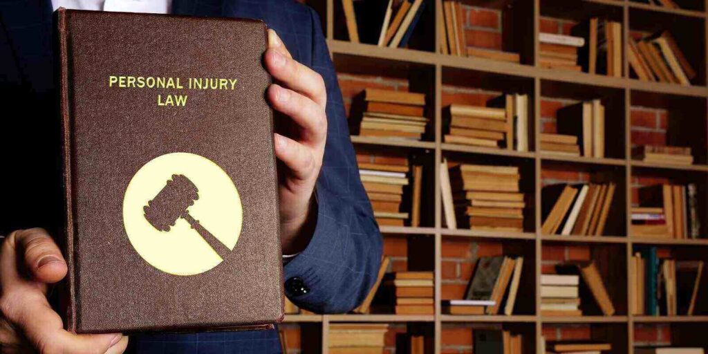 personal injury law book in the hands of a jurist