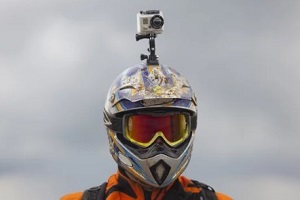 biker with helmet camera