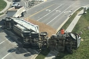 truck accident fallen in road
