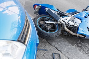 CA accident motorcycle and cars on road