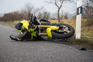 California motorcycle on ground after an accident