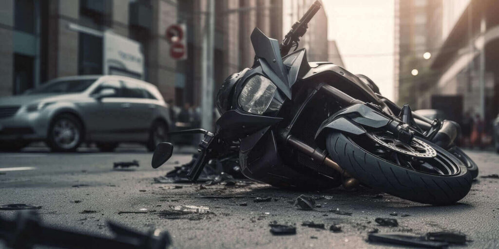 California traffic accident motorcycle on the street