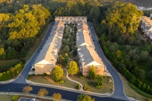 aerial view of suburban CA HOA community