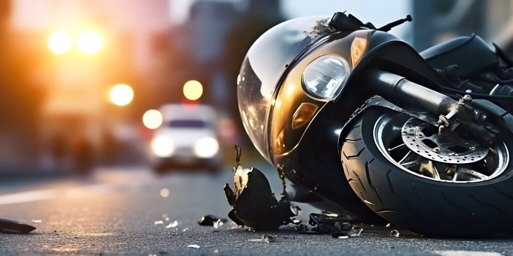 motorcycle accident on the road
