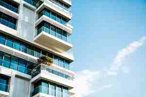 balcony view in a multifamily building in california